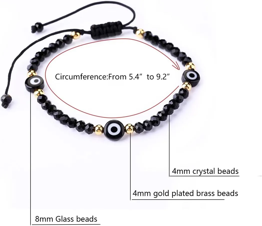 Evil Eye Beaded Bracelets for Women - Amulet Blue Red Protection Bracelet - Good Luck Adjustable Strand Bracelets