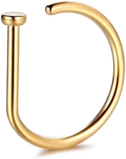 Fake Nose Ring Hoop Nose Septum Rings Stainless Steel D Shape Nose Punk Fake Piercing Body Jewelry Hip Hop Rock Ear Clip Jewelry Practical Treatment Practical Treatment