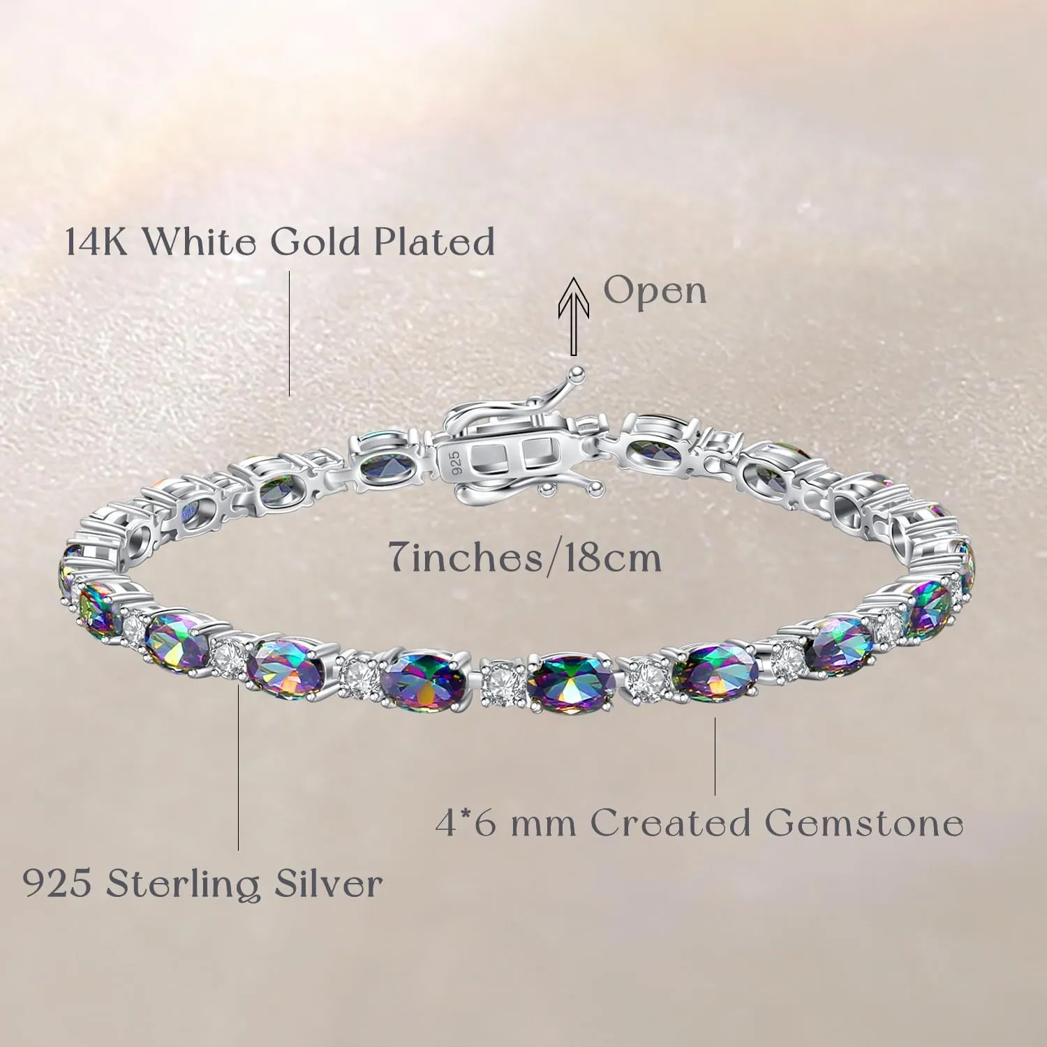 FANCIME Birthstone Bracelets Sterling Silver Tennis Bracelets Charm Fine Jewelry Mother's Day Birthday Gifts for Women Mom 7"
