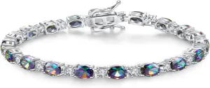 FANCIME Birthstone Bracelets Sterling Silver Tennis Bracelets Charm Fine Jewelry Mother's Day Birthday Gifts for Women Mom 7"