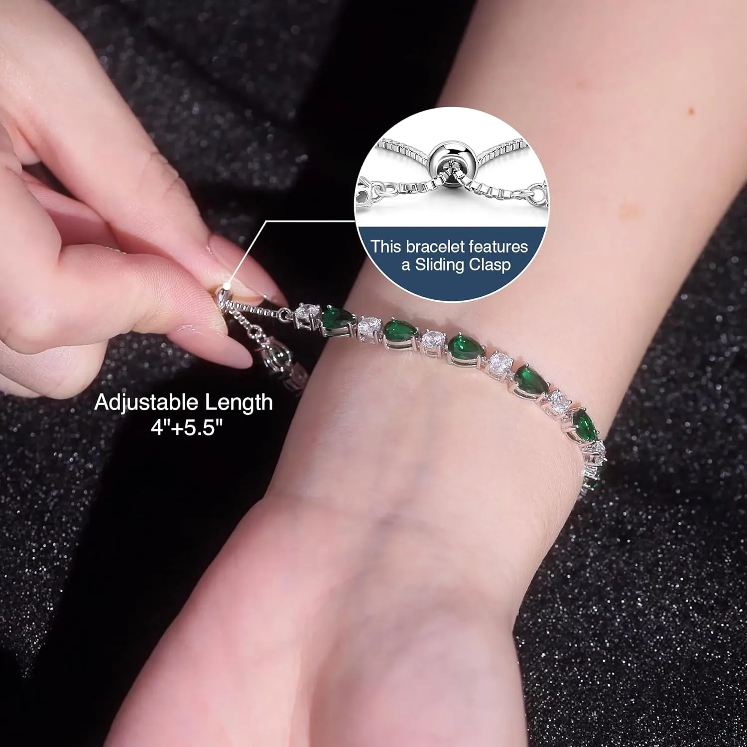 FANCIME Birthstone Tennis Bracelets Sterling Silver Bolo Tennis Bracelets Charm Fine Jewelry Birthday Gifts for Women Mom Wife Her