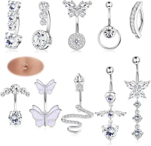 FASACCO 14G Belly Button Rings - Butterfly Snake Piercing Jewelry