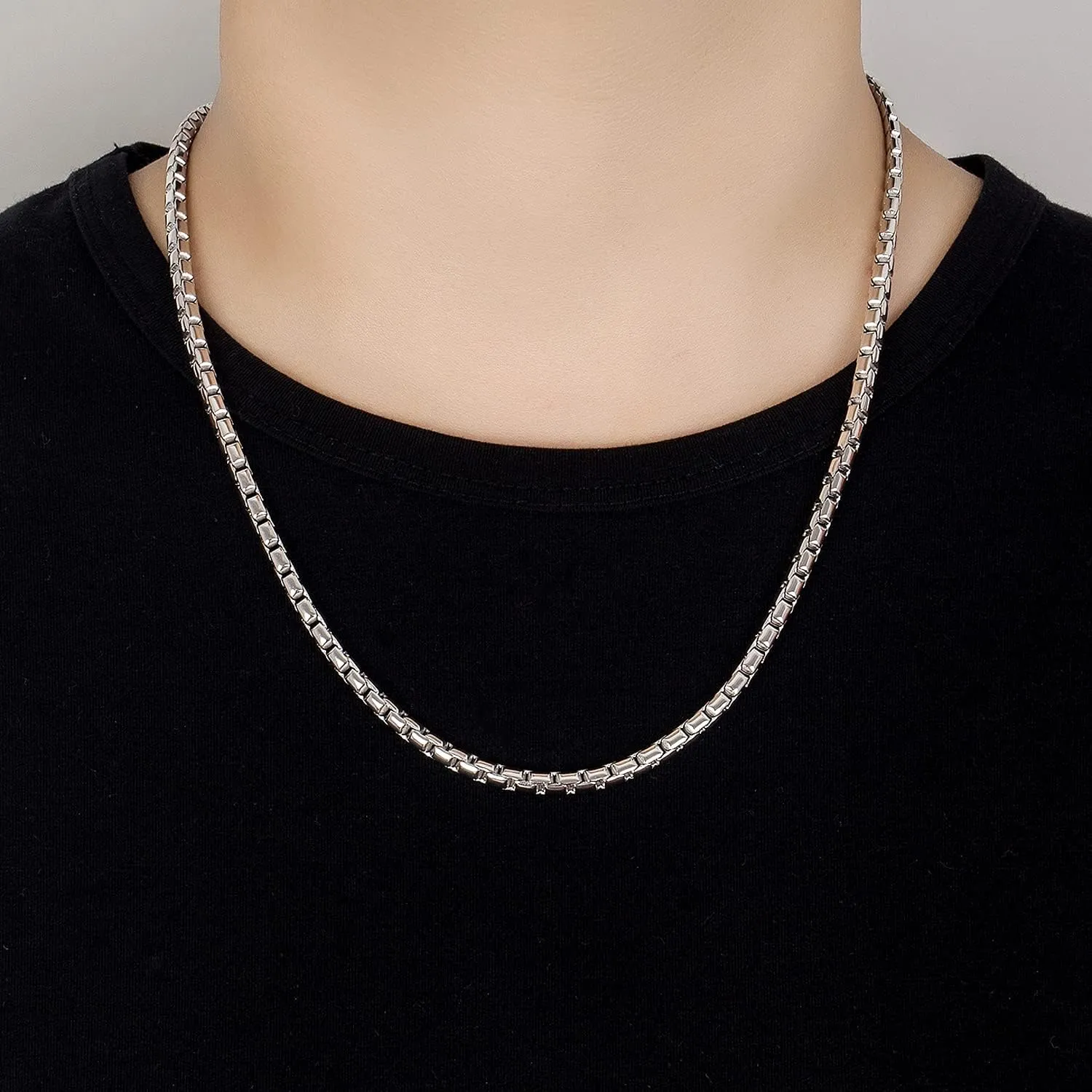 Fashion Men 925 Sterling Silver Necklace Italy 5MM Square Rolo Link Round Box Chain Chokers 18 "20" 22 "24" 26" Fine Jewelry Gift