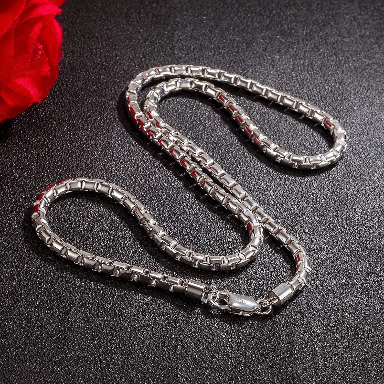 Fashion Men 925 Sterling Silver Necklace Italy 5MM Square Rolo Link Round Box Chain Chokers 18 "20" 22 "24" 26" Fine Jewelry Gift
