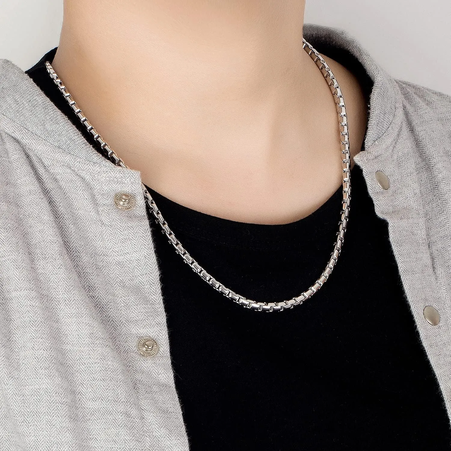 Fashion Men 925 Sterling Silver Necklace Italy 5MM Square Rolo Link Round Box Chain Chokers 18 "20" 22 "24" 26" Fine Jewelry Gift