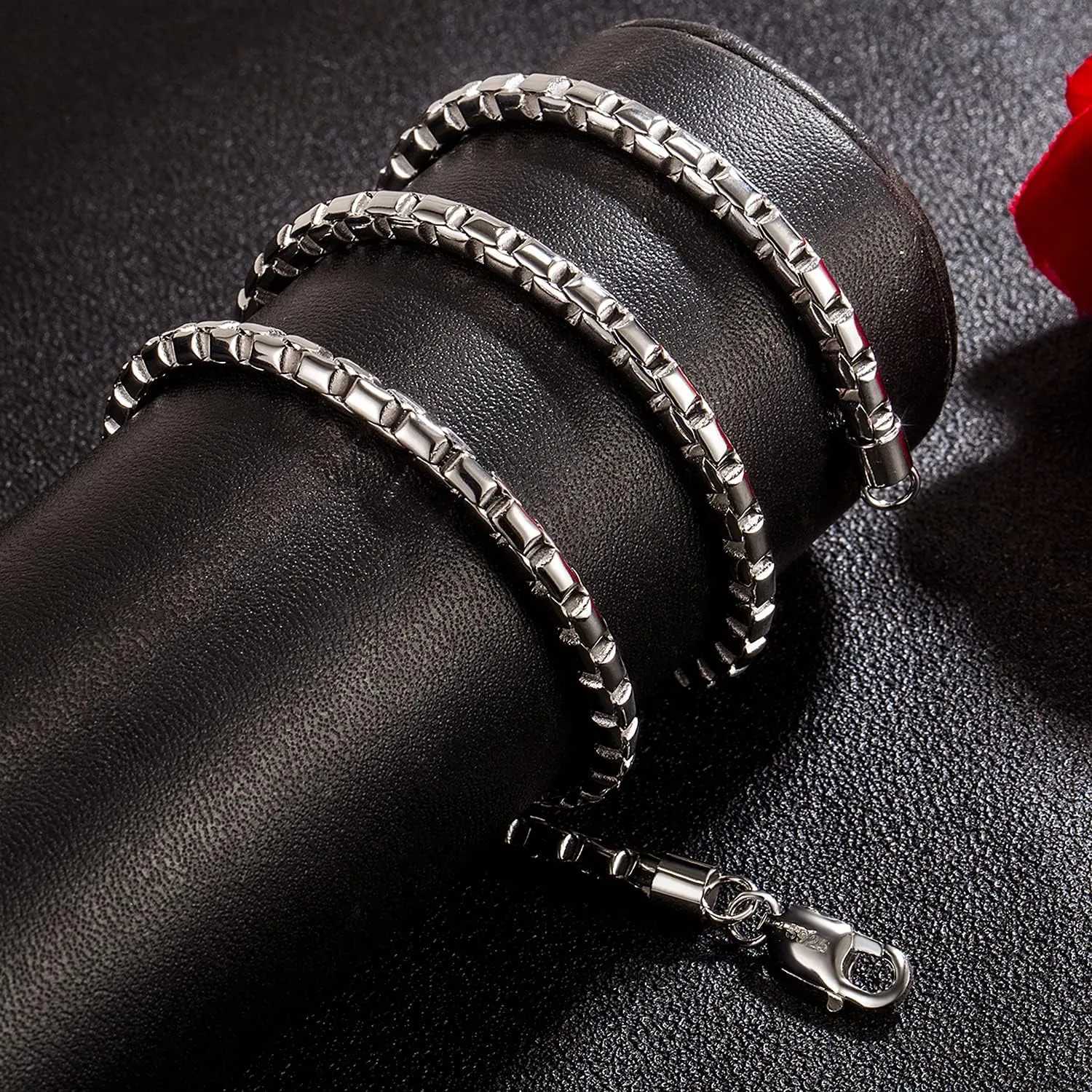Fashion Men 925 Sterling Silver Necklace Italy 5MM Square Rolo Link Round Box Chain Chokers 18 "20" 22 "24" 26" Fine Jewelry Gift