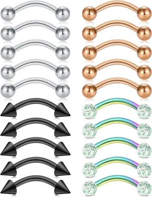 FECTAS 16G Rook Daith Earrings Small Belly Rings Eyebrow Ring Barbell Body Piercing Jewelry Seleted Len 8mm or 10mm
