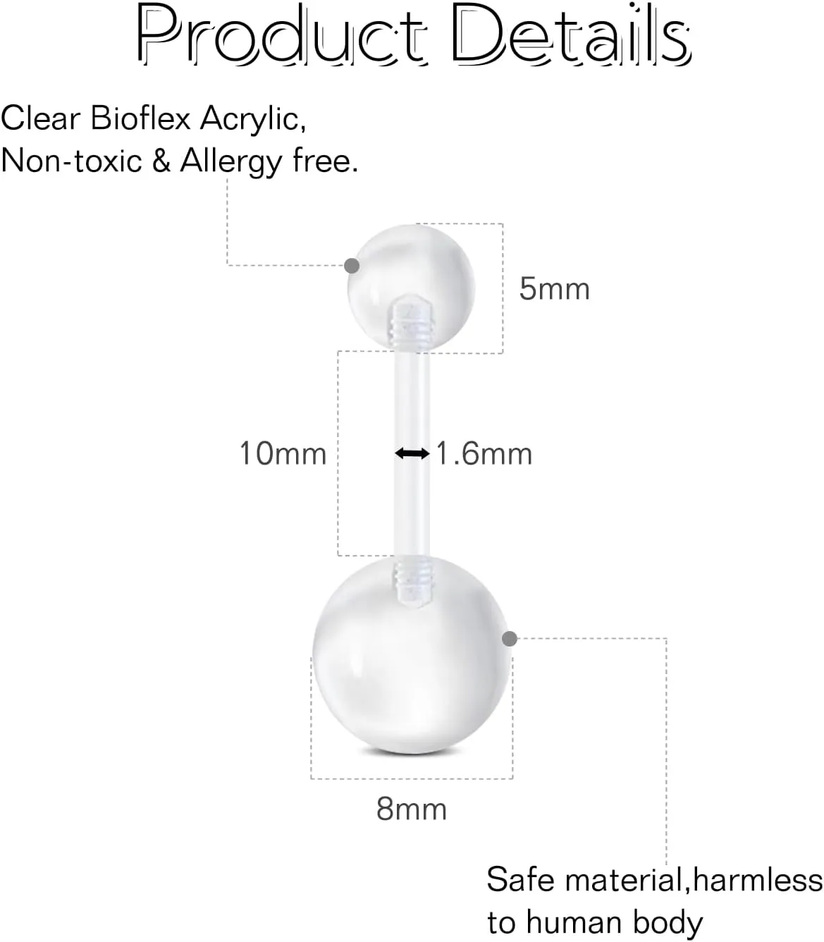 FECTAS Plastic Belly Button Rings Navel Rings for Maternity Pregnancy Sport Pregnant Women Flexible Clear Belly Piercing Retainers 10mm