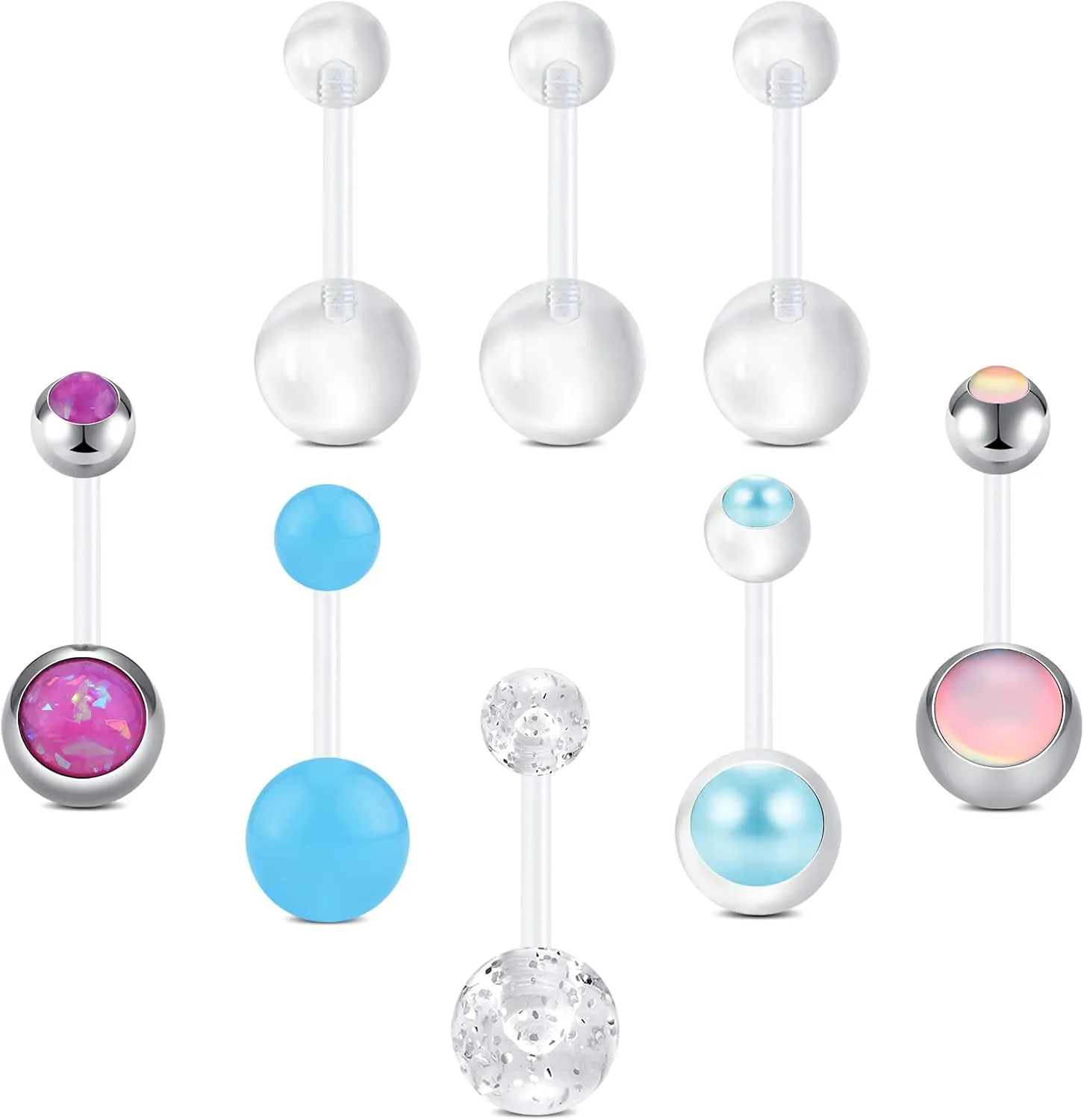 FECTAS Plastic Belly Button Rings Navel Rings for Maternity Pregnancy Sport Pregnant Women Flexible Clear Belly Piercing Retainers 10mm