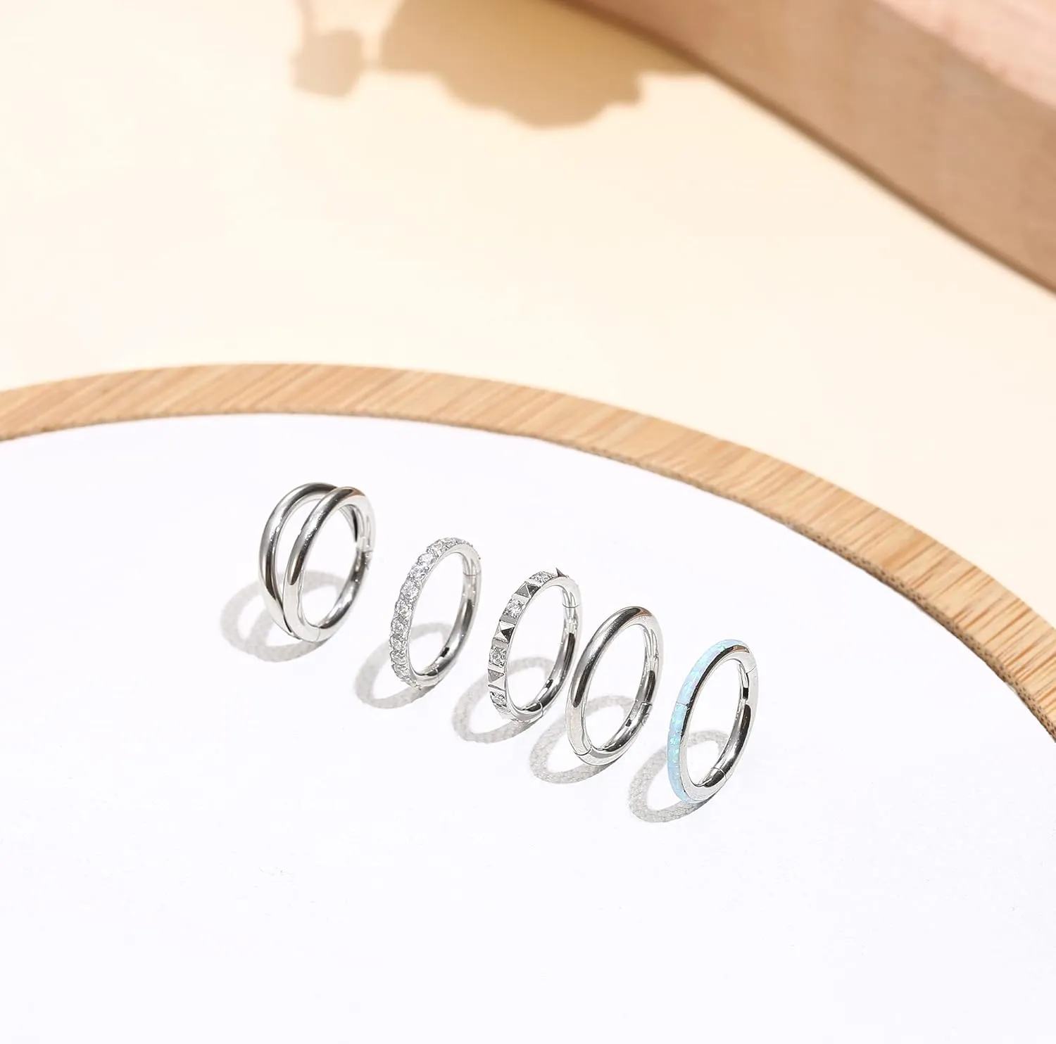 FIBO STEEL 5 PCS     Stainless Steel Navel Rings for Women   Double     Belly Button Rings Belly Piercing Jewelry Navel Rings   