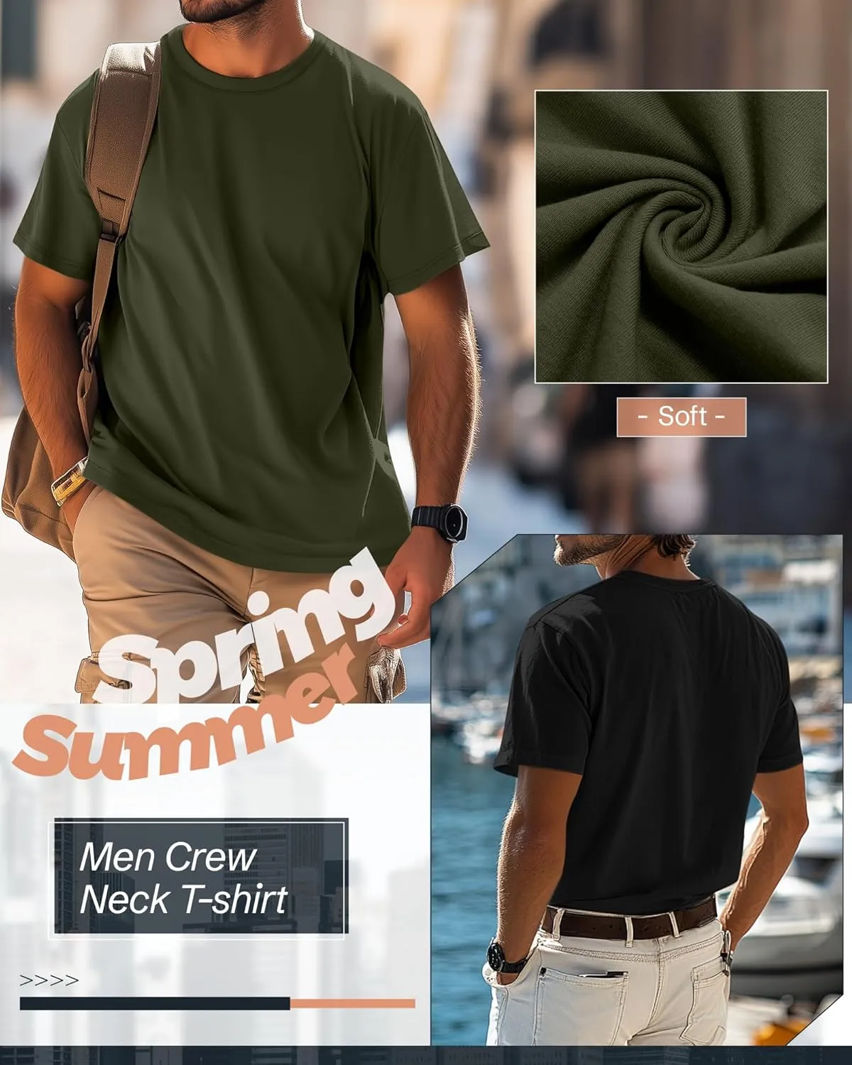 Ficerd 3 Pack Men's Big and Tall Shirts Short Sleeve Cotton Tee Crew Neck Basic Casual Top Loose Fit Summer T Shirts
