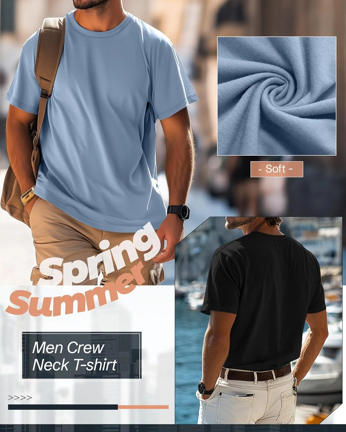Ficerd 3 Pack Men's Big and Tall Shirts Short Sleeve Cotton Tee Crew Neck Basic Casual Top Loose Fit Summer T Shirts