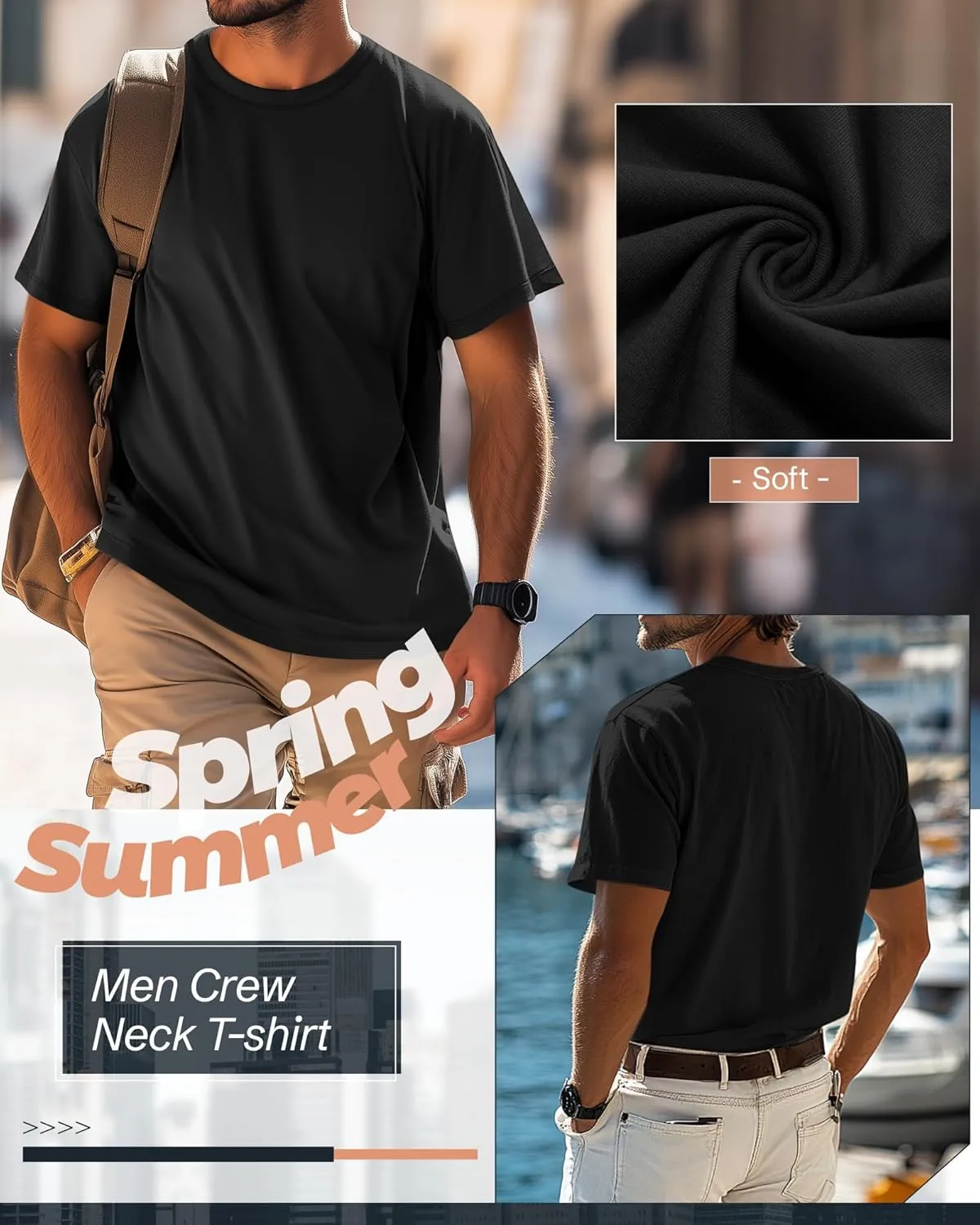 Ficerd 3 Pack Men's Big and Tall Shirts Short Sleeve Cotton Tee Crew Neck Basic Casual Top Loose Fit Summer T Shirts
