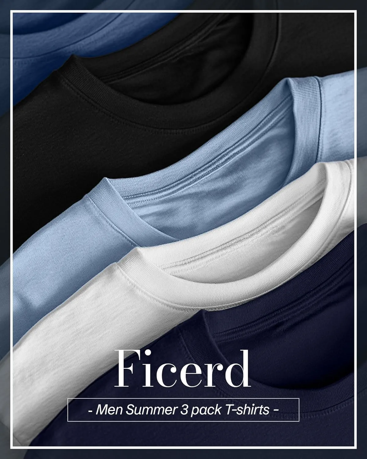 Ficerd 3 Pack Men's Big and Tall Shirts Short Sleeve Cotton Tee Crew Neck Basic Casual Top Loose Fit Summer T Shirts