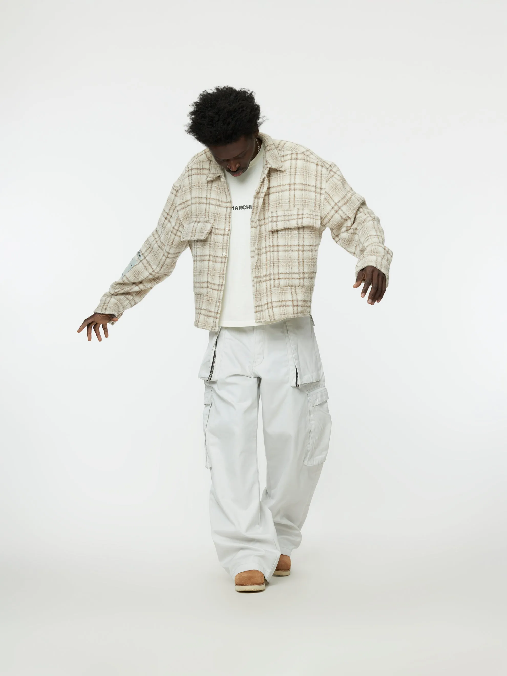 Flap Pocket Check Shirt (Khaki)