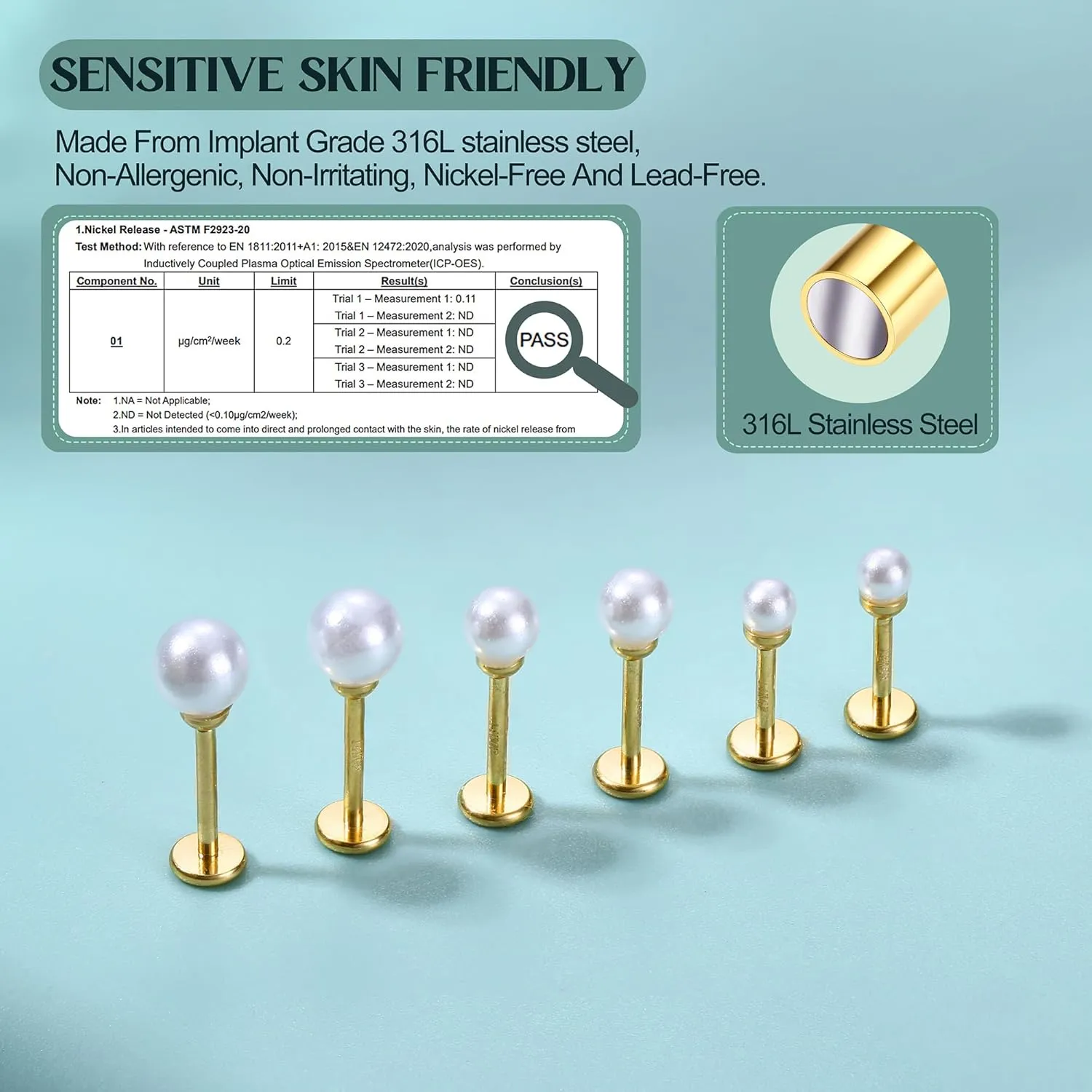 Flat Back Earrings Stud : 14K Gold Filled Titanium Surgical Steel Earrings Hypoallergenic for Women Men 18G Cartilage Helix Tragus Conch Medusa Piercing Jewelry Dainty Stud Earring Set 3 Pair