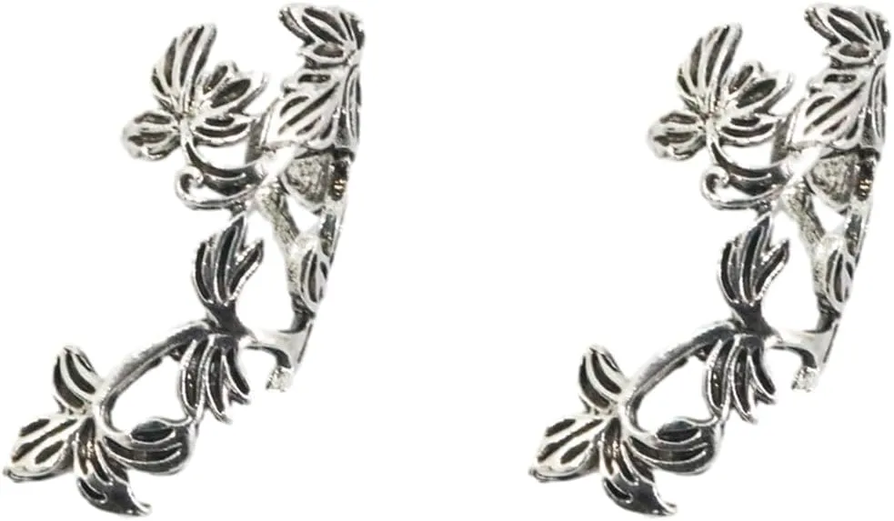 Flower Cuff Earrings for Women Hypoallergenic Lightweight Earrings Non Pierced Earrings Vintage Flower Leaf Earrings Jewelry for Women