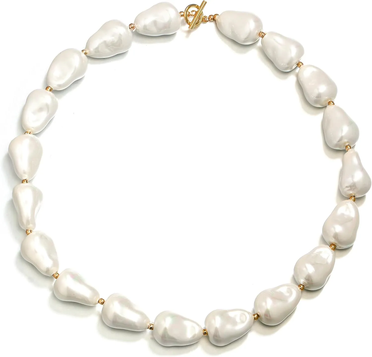 Flyonce Baroque Pearl/Shell Necklace for Women Chunky Dainty Irregular Large Cream Simulated Pearls Choker Necklaces Jewelry Gifts