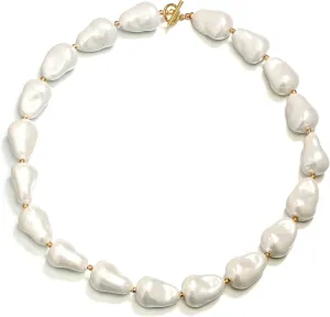 Flyonce Baroque Pearl/Shell Necklace for Women Chunky Dainty Irregular Large Cream Simulated Pearls Choker Necklaces Jewelry Gifts