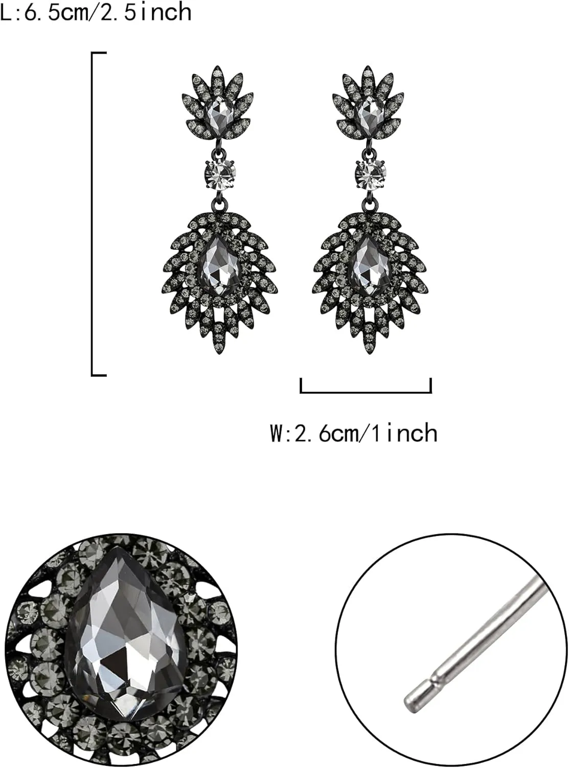 Flyonce Bridal Crystal Dangle Earrings for Women, Sparkly Rhinestone Vintage Style Art Deco Pierced Drop Earring Wedding Prom Party Jewelry for Brides Bridesmaid