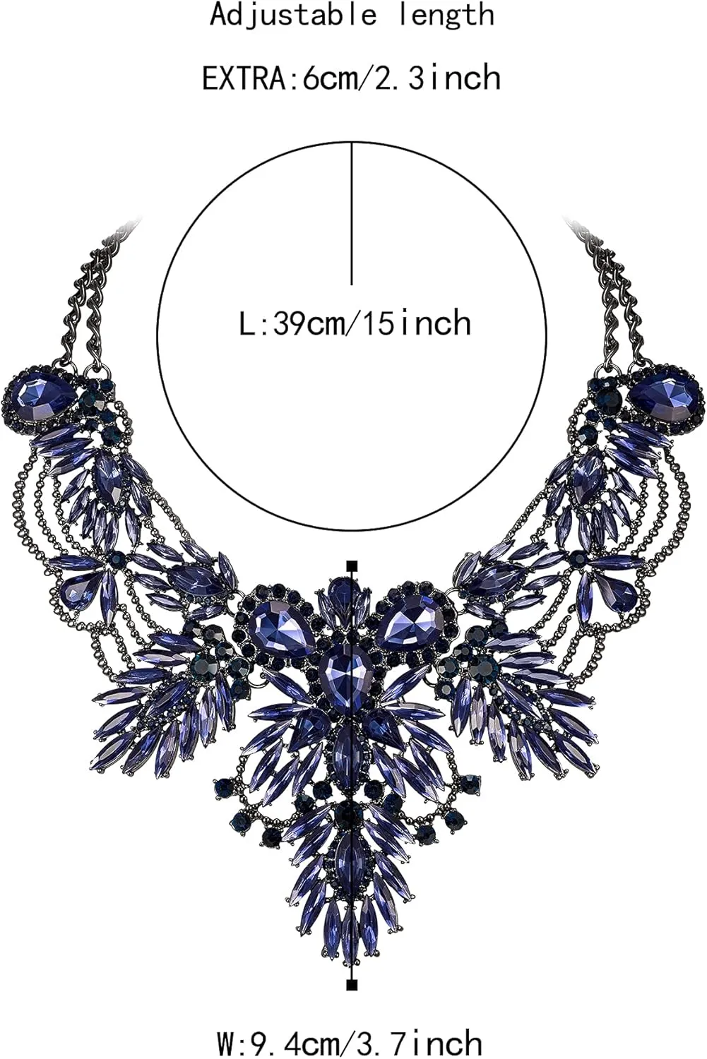 Flyonce Chunky Statement Collar Necklace for Women Rhinestone Crystal Vintage Floral Leaf Drop Costume Jewelry