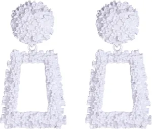 Flyonce Metal Statement Rectangle Geometric Earrings, Large Square Drop Dangle Earrings for Women