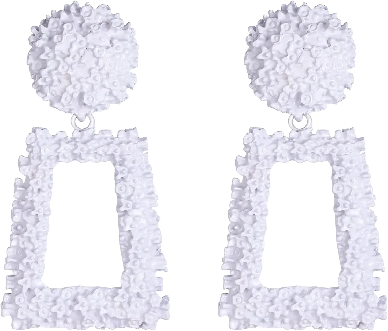 Flyonce Metal Statement Rectangle Geometric Earrings, Large Square Drop Dangle Earrings for Women