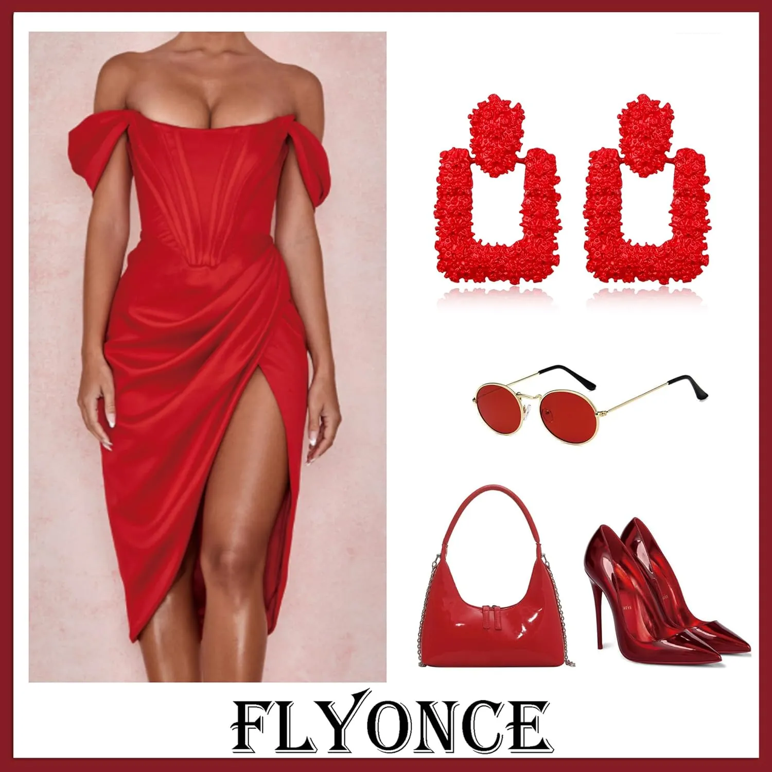 Flyonce Metallic Earrings for Women, Large Rectangle Square Geometric Metal Statement Drop Dangle Earring