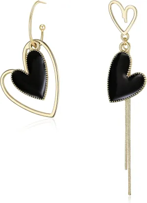 Flyonce Mismatched Heart Earrings Asymmetric Hearts Drop Dangle Earring Birthday Valentines Day Gifts for Women