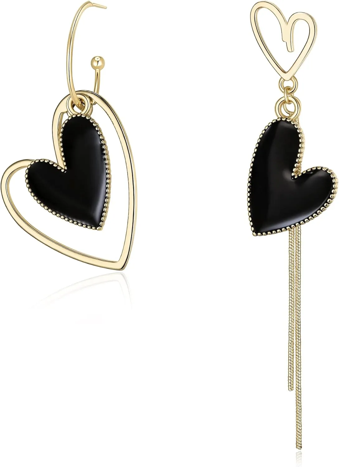 Flyonce Mismatched Heart Earrings Asymmetric Hearts Drop Dangle Earring Birthday Valentines Day Gifts for Women