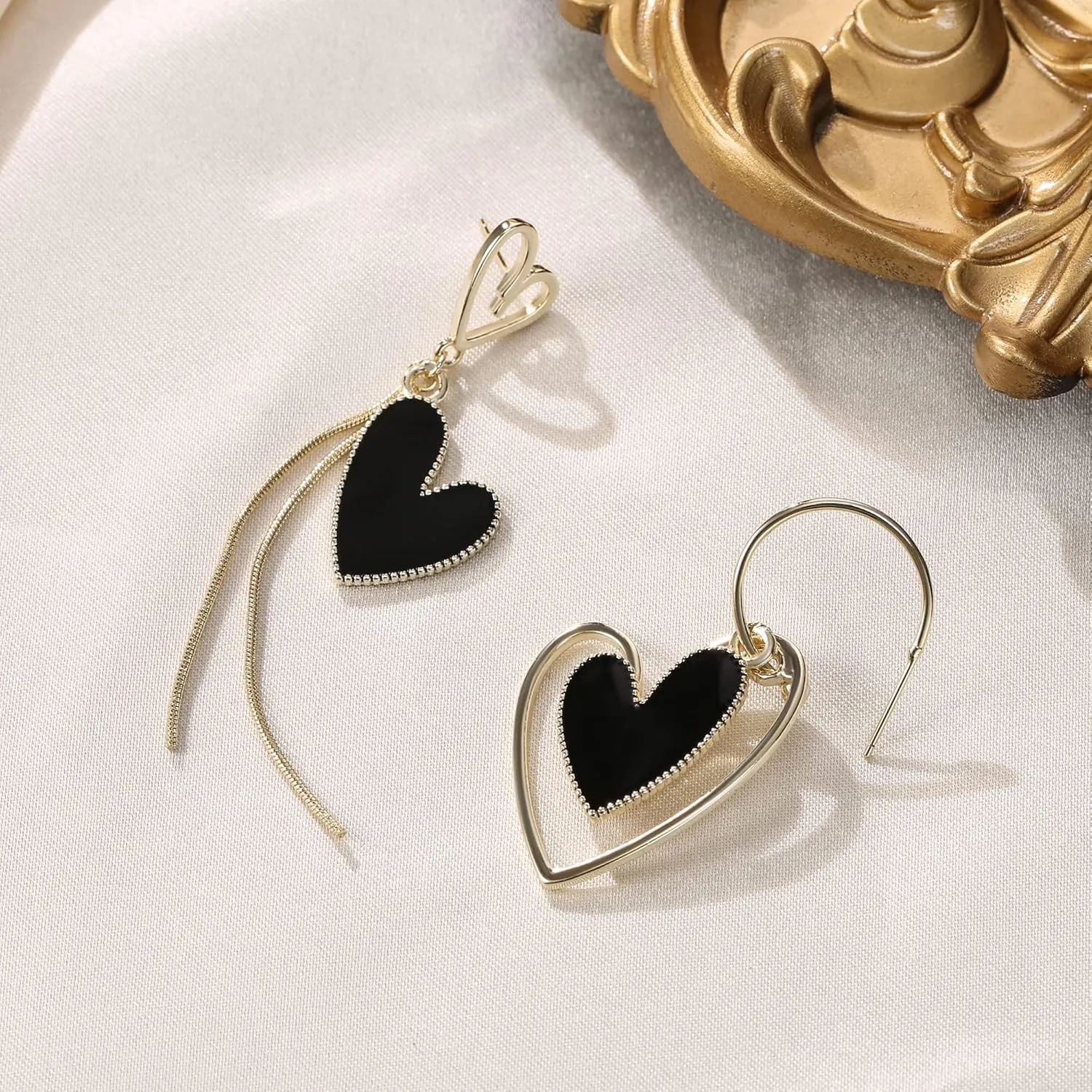 Flyonce Mismatched Heart Earrings Asymmetric Hearts Drop Dangle Earring Birthday Valentines Day Gifts for Women