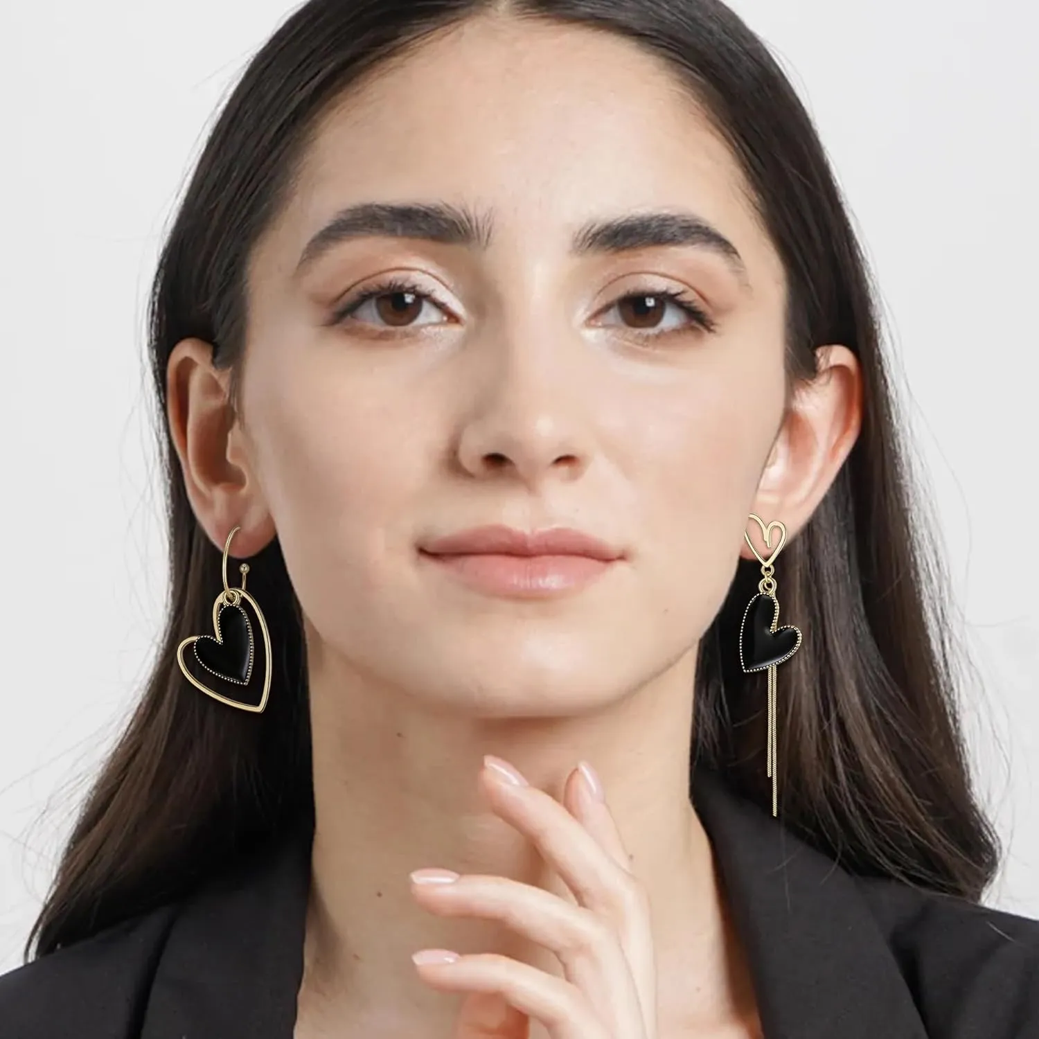 Flyonce Mismatched Heart Earrings Asymmetric Hearts Drop Dangle Earring Birthday Valentines Day Gifts for Women