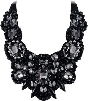 Flyonce Rhinestone Crystal Bib Chunky Collar Statement Necklace for Women Costume Jewelry
