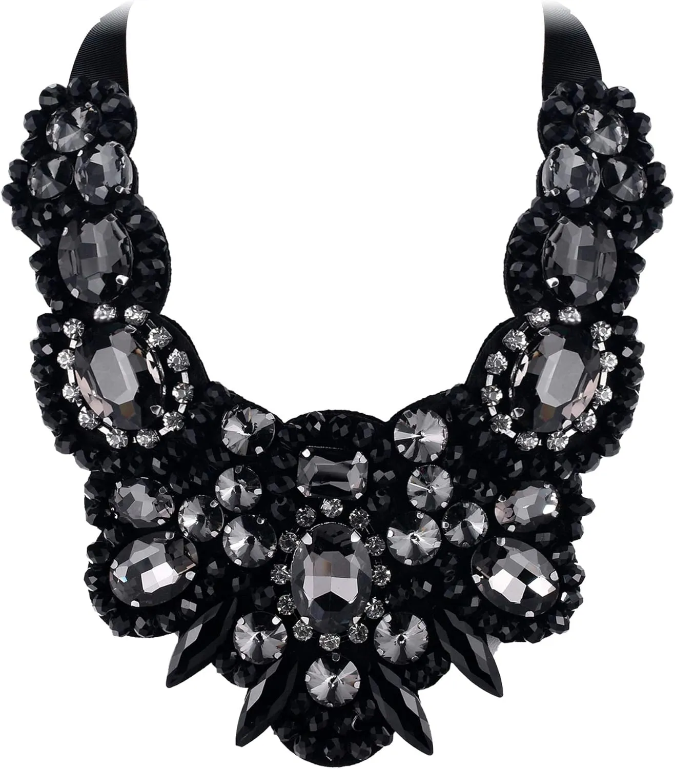 Flyonce Rhinestone Crystal Bib Chunky Collar Statement Necklace for Women Costume Jewelry