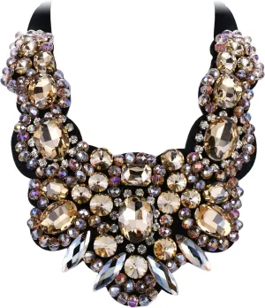 Flyonce Rhinestone Crystal Bib Chunky Collar Statement Necklace for Women Costume Jewelry