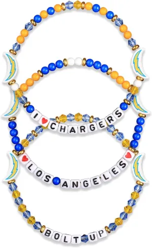 FOCO Los Angeles Chargers NFL 3 Pack Team Friendship Bracelet, Gems, One Size