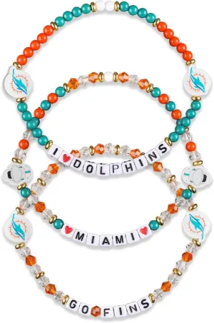 FOCO Miami Dolphins NFL 3 Pack Team Friendship Bracelet
