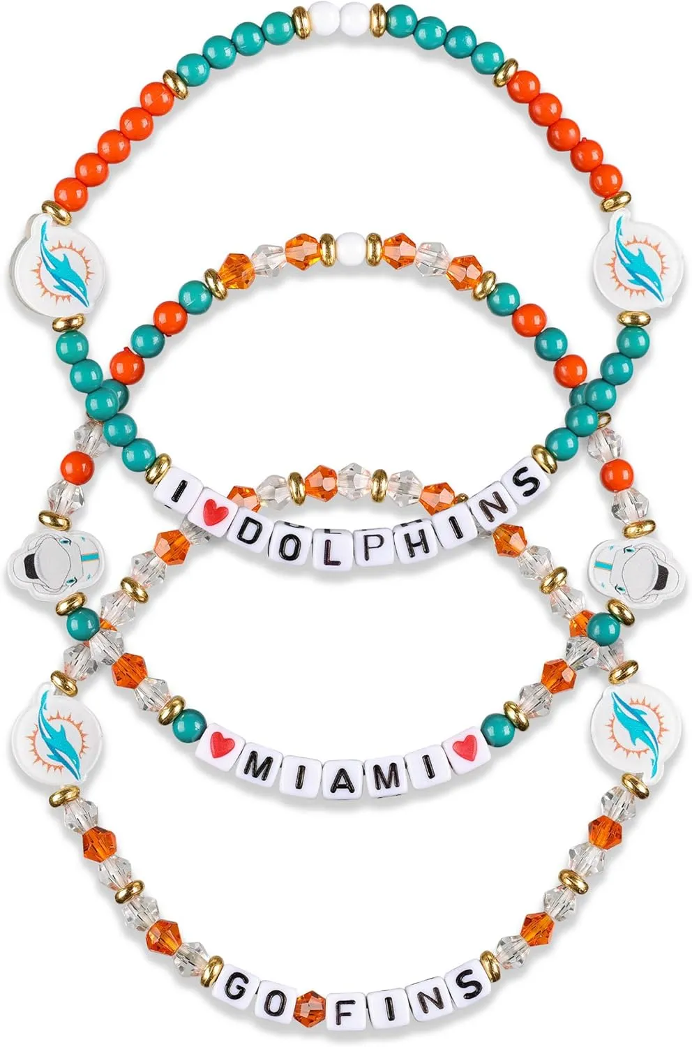 FOCO Miami Dolphins NFL 3 Pack Team Friendship Bracelet