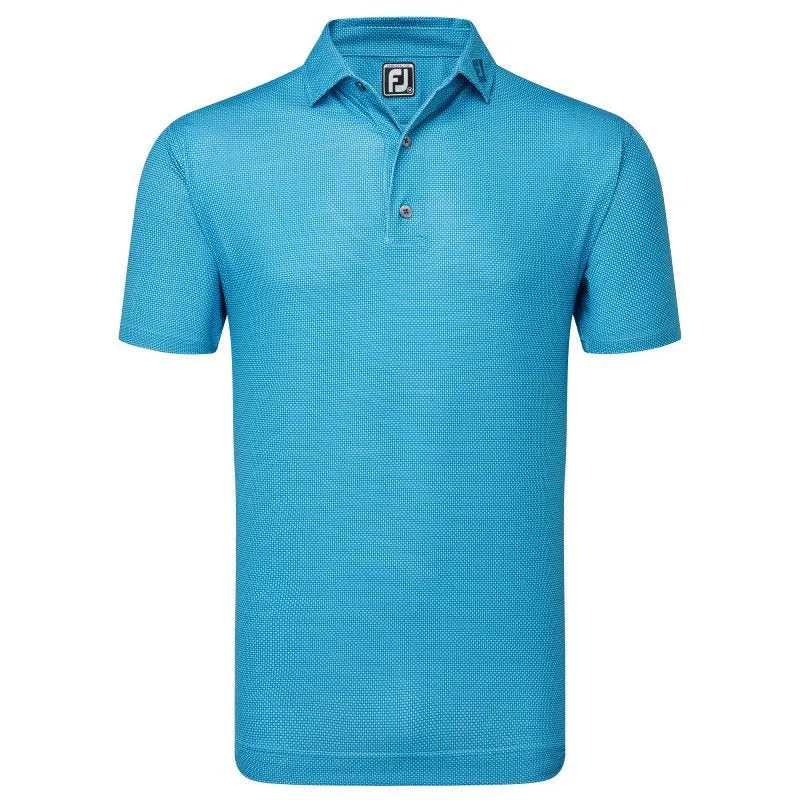 Footjoy Octagon Print Lisle Golf Polo Shirt -  Blue / Ocean