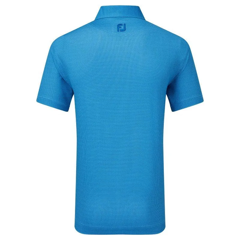 Footjoy Octagon Print Lisle Golf Polo Shirt -  Blue / Ocean
