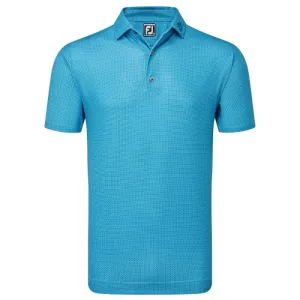Footjoy Octagon Print Lisle Golf Polo Shirt -  Blue / Ocean