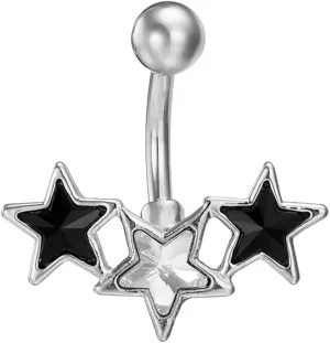 FRCOLOR Star Shape Stainless Steel Belly Button Rings Elegant Navel Jewelry for Women Unique Dangling Design for Parties and Beach Wear Safe and Comfortable Piercing Accessories