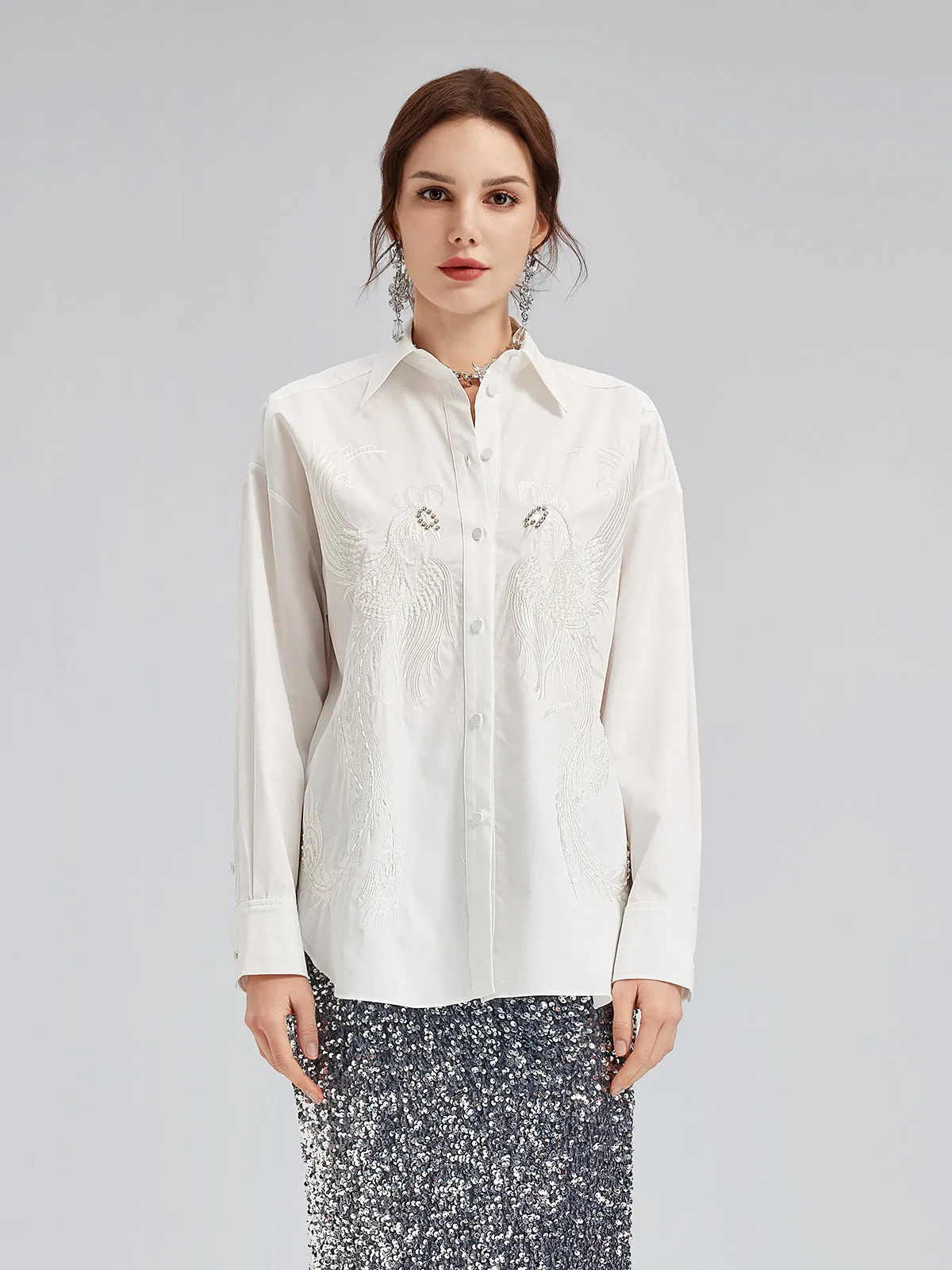 French Beaded Embroidered Shirt