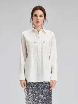 French Beaded Embroidered Shirt