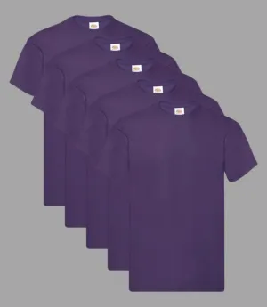Fruit of the Loom Kid's T-Shirt, Purple, 3-4 to 14-15 Years, (Pack of 5)