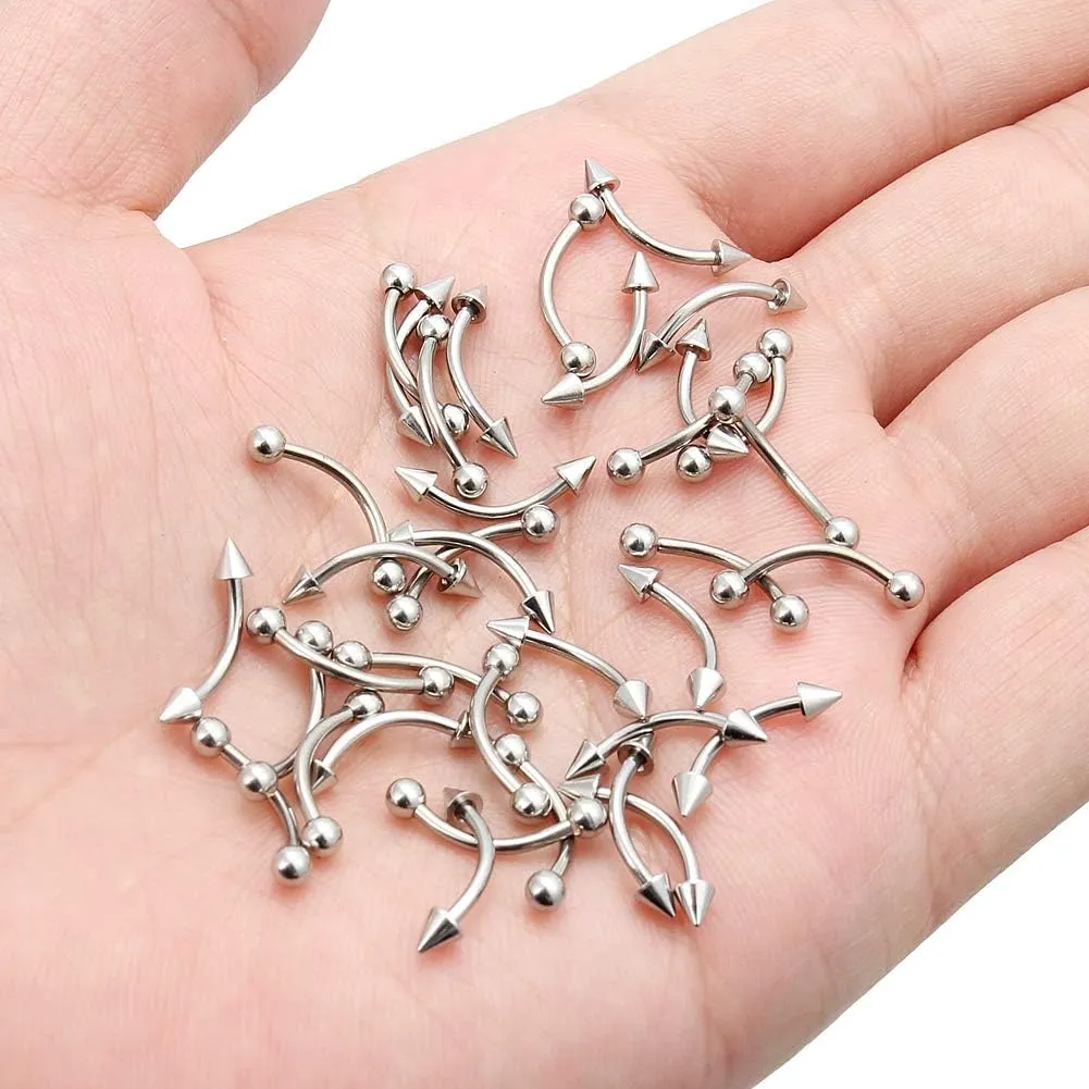 Ftovosyo 16G Surgical Steel Daith Rook Earring 8mm 10mm Curved Barbell Belly Lip Ring Eyebrow Rings Piercing Jewelry for Women Men