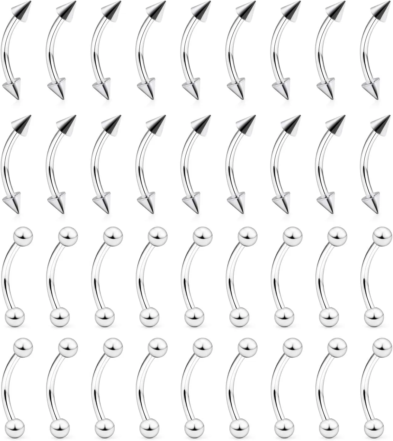 Ftovosyo 16G Surgical Steel Daith Rook Earring 8mm 10mm Curved Barbell Belly Lip Ring Eyebrow Rings Piercing Jewelry for Women Men