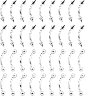 Ftovosyo 16G Surgical Steel Daith Rook Earring 8mm 10mm Curved Barbell Belly Lip Ring Eyebrow Rings Piercing Jewelry for Women Men