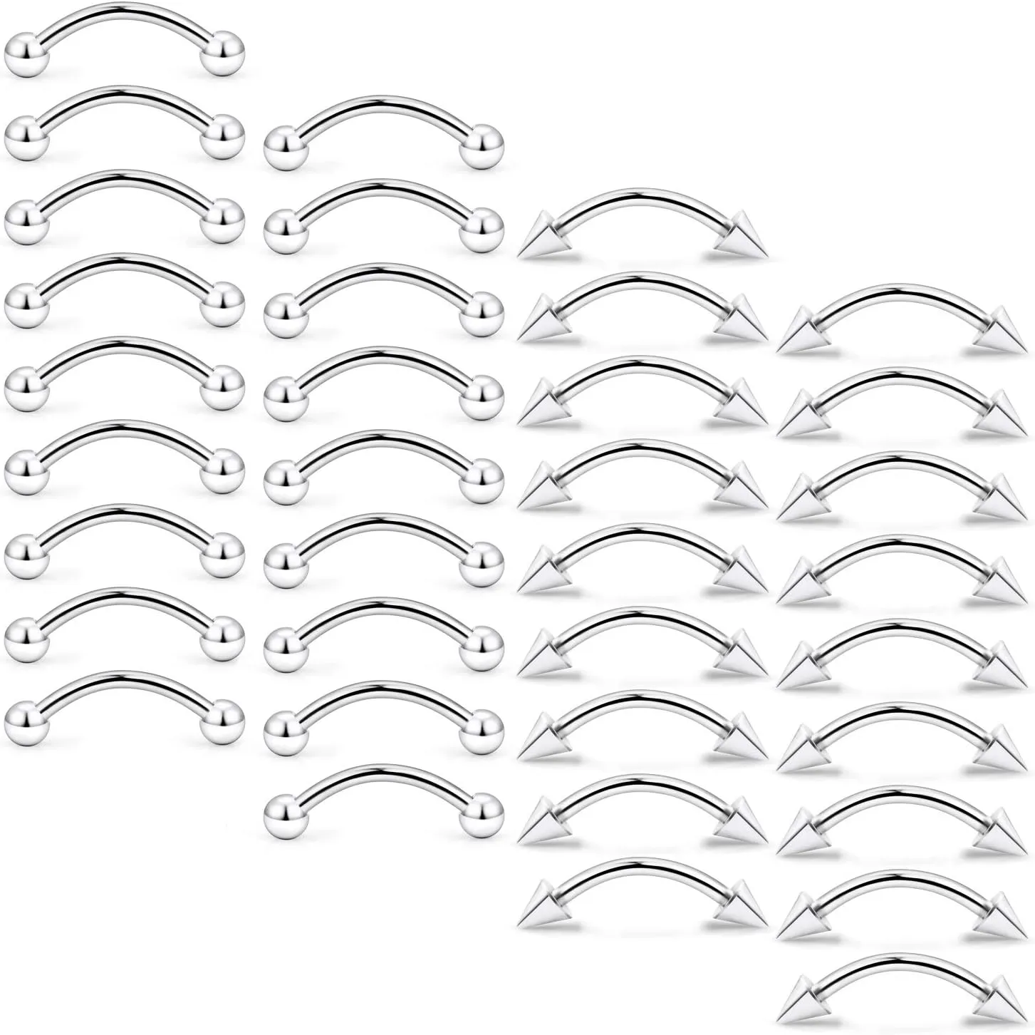 Ftovosyo 16G Surgical Steel Daith Rook Earring 8mm 10mm Curved Barbell Belly Lip Ring Eyebrow Rings Piercing Jewelry for Women Men