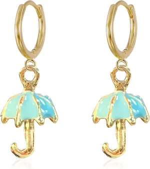 Funny Cute Alloy Rainbow Umbrella Drop Dangle Earrings Creative Mini Umbrella Weather Earrings Costume Holiday Huggie Jewelry for Womens Gifts
